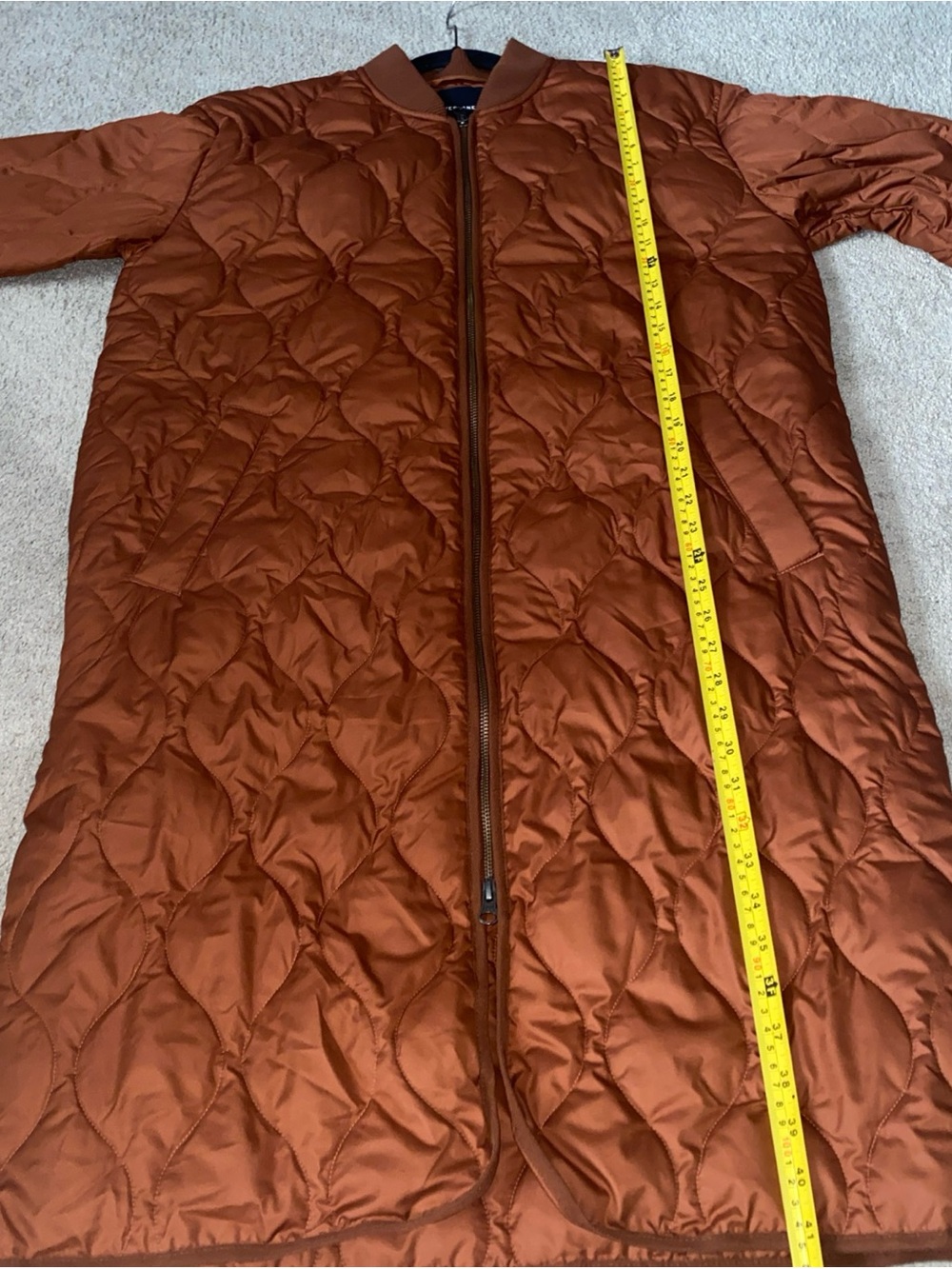 Everlane ReNew Long Liner Quilted Jacket Women’s Medium MIDI Rust Brown Tawny - Picture 11 of 16